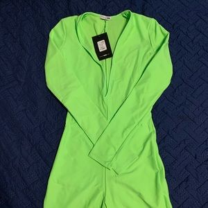 Fashion Nova  Lime green Long Sleeve Romper